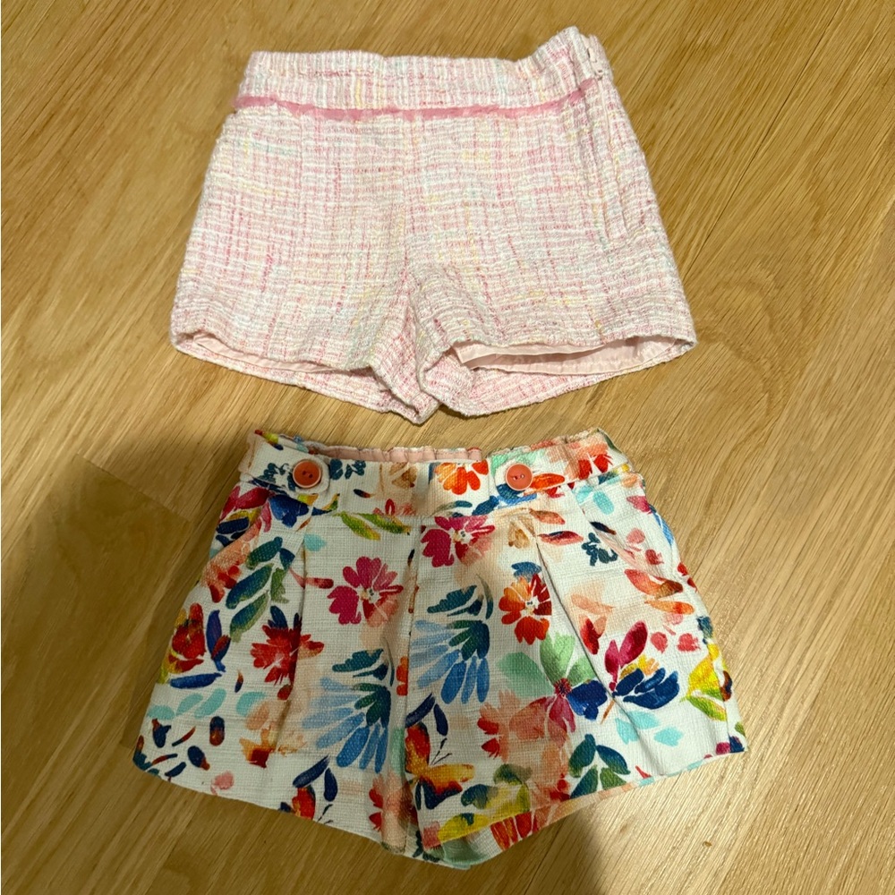 Colorful Floral and Pink Tweed Shorts Set - set of 2 - in 18-24 months
